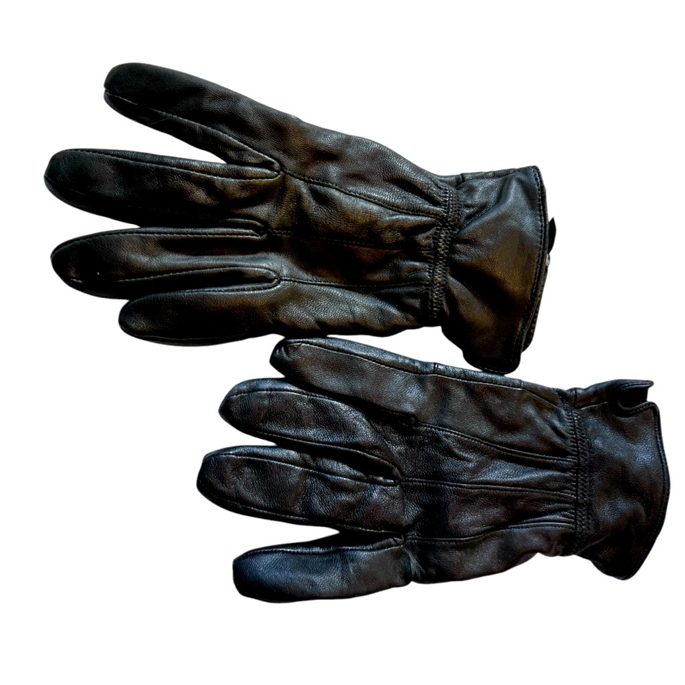 Women’s Black leather gloves, pre-owned Sz S/M
